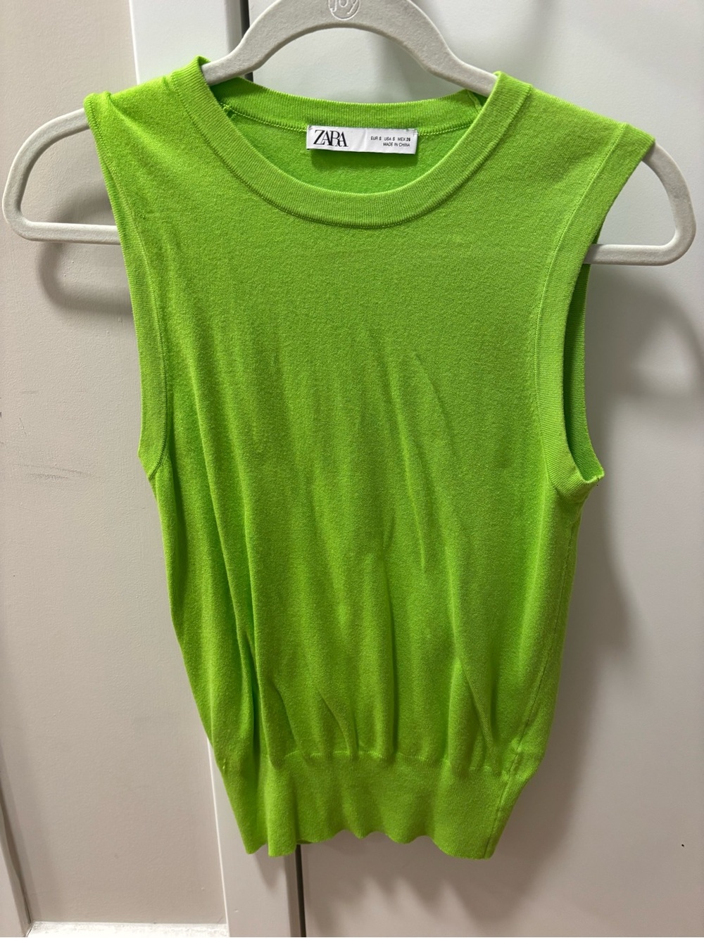Zara Neon Lime Green Sleeveless Knit Tank